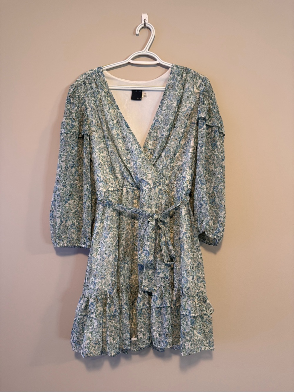 Gabby Skye Sage Green Floral Wrap Mini Dress